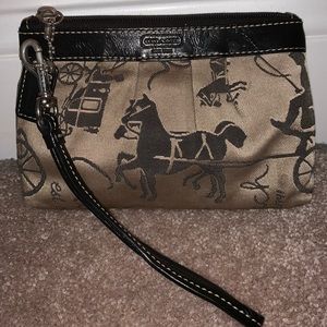 Tan & Black Coach Wristlet  - fairly used